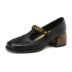 Elma Women's Metal Chain Leather Pumps