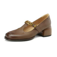 Elma Women's Metal Chain Leather Pumps