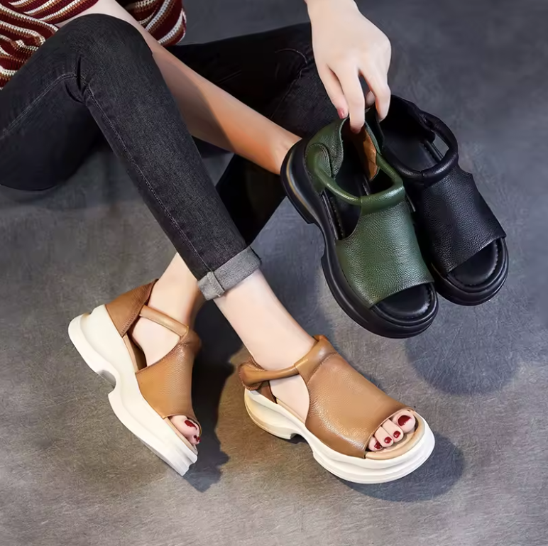 Eloisa Women's Hook & Loop Leather Sandals