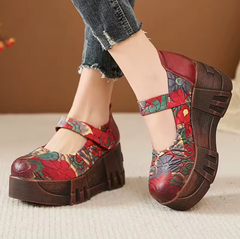 Elsa Women's Leather Platform Wedge Heel Pumps