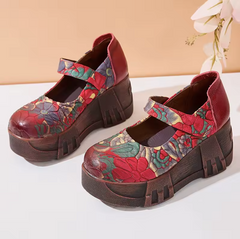 Elsa Women's Leather Platform Wedge Heel Pumps