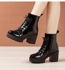 Elvys Women's Platform Patent Boots