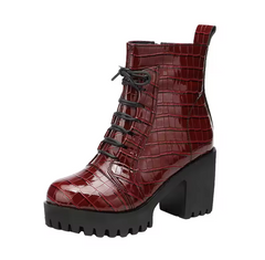 Elvys Women's Platform Patent Boots