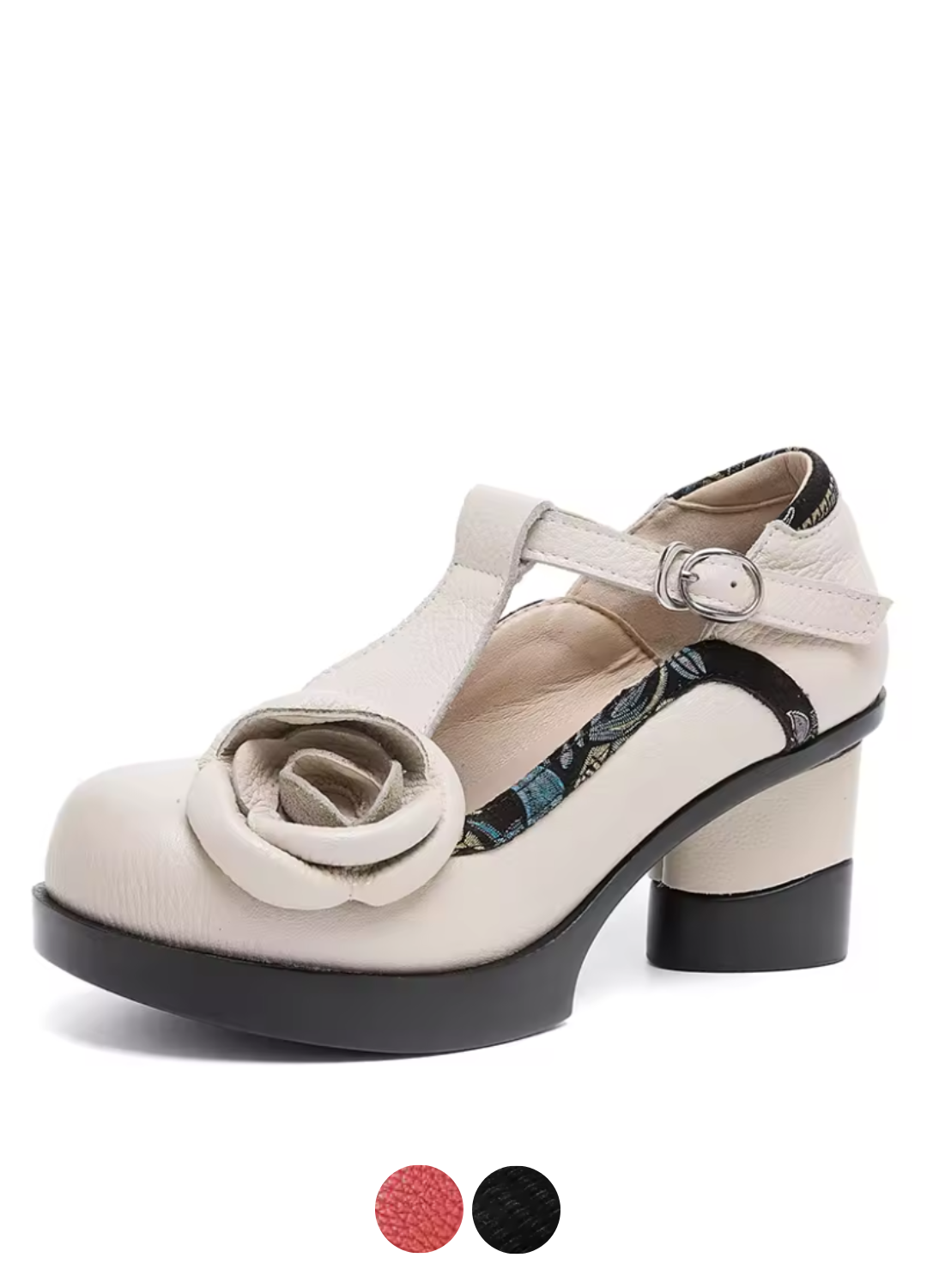 Eva Women's Buckle Strap Flower Pumps