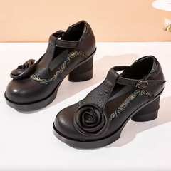 Eva Women's Buckle Strap Flower Pumps