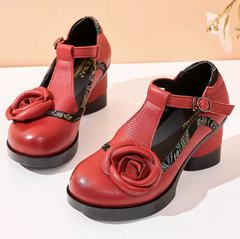 Eva Women's Buckle Strap Flower Pumps