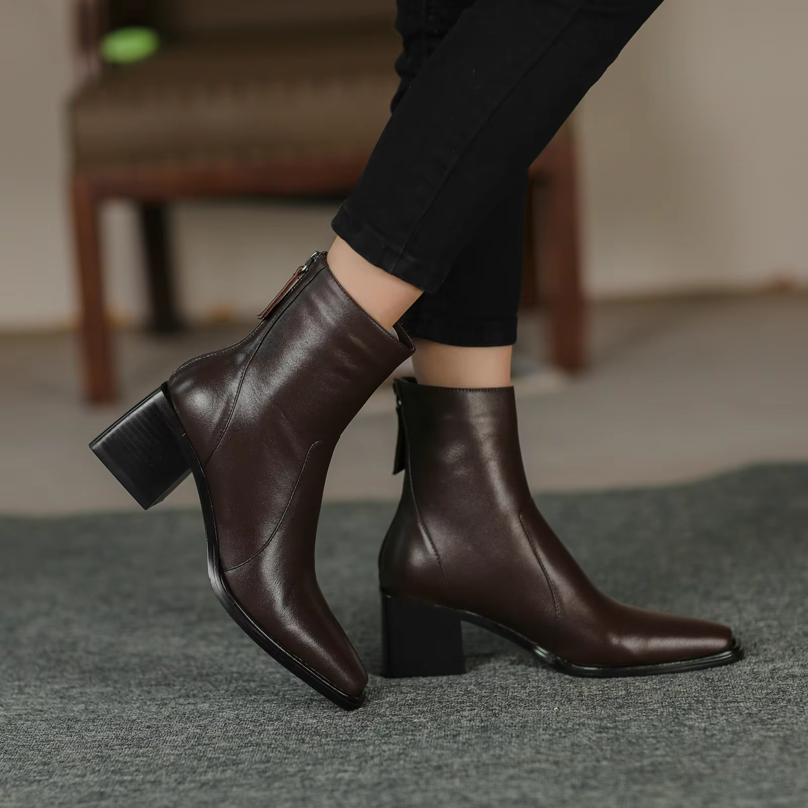 Evelyn Women's Square Toe Ankle Boots