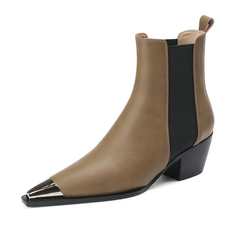 Ferrez Women's Metal Ladies Pointed Toe Ankle Boots