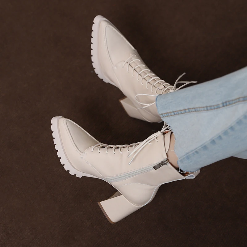 Genesis Women's Thick High Heels Ankle Boots