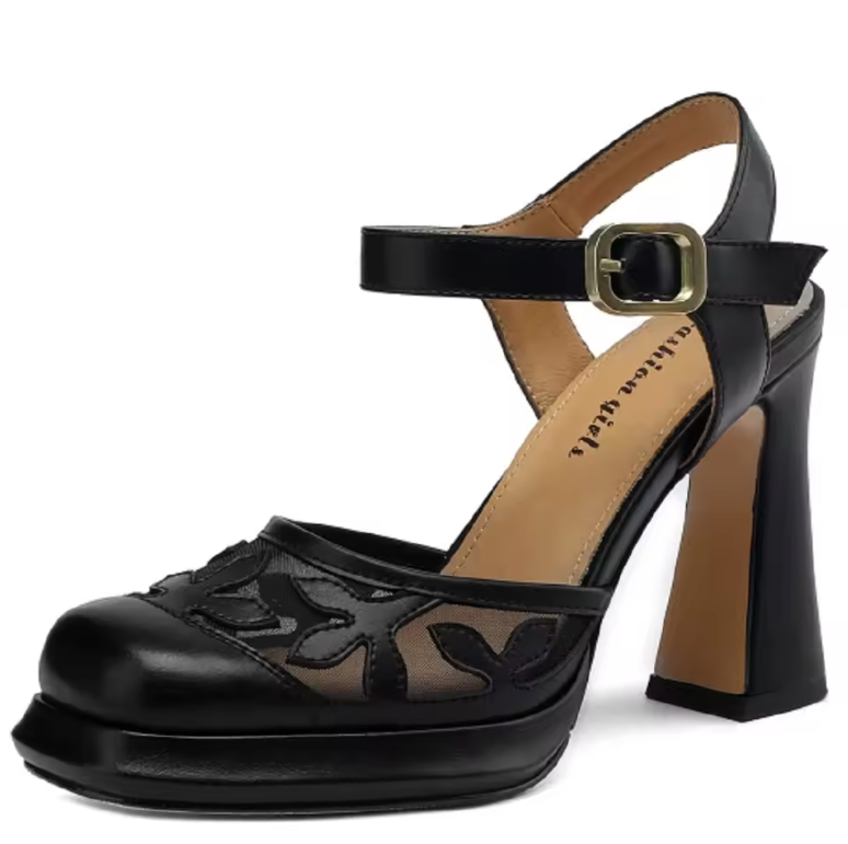 Gina Women's Leather Flower High Heels Sandals