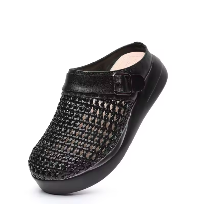 Ginni Women's Leather Soft Sole Platform Mules