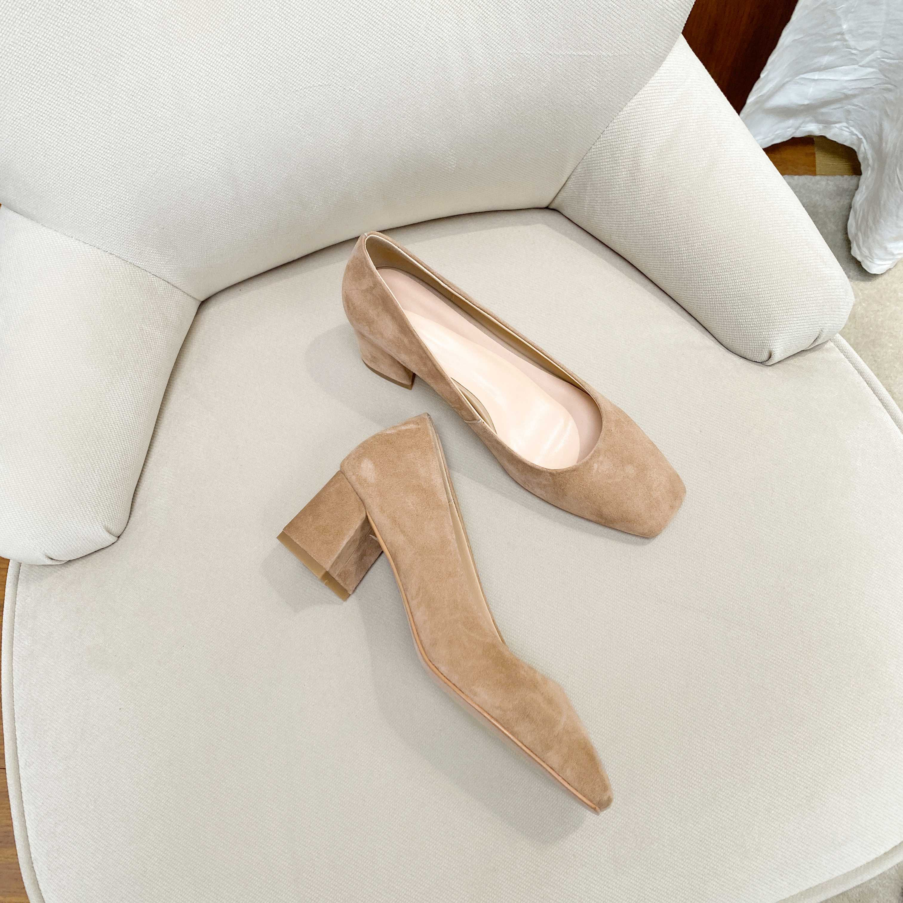 Kendra Women's Square Toe Suede Pumps Shoes