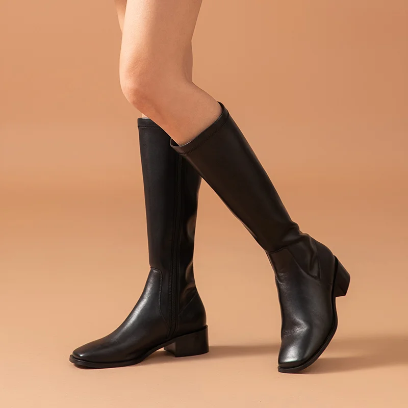 Kumail Women's Leather Knee High Boots