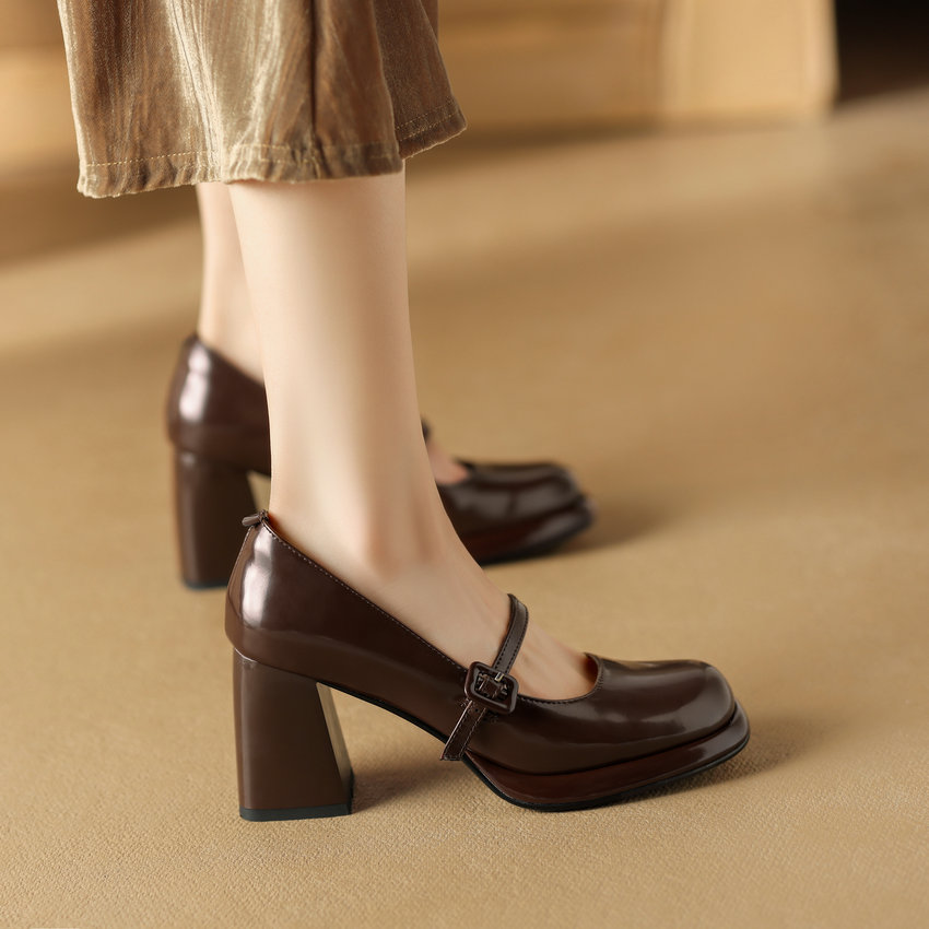 Lina Women's Thick High Heel Court Pumps