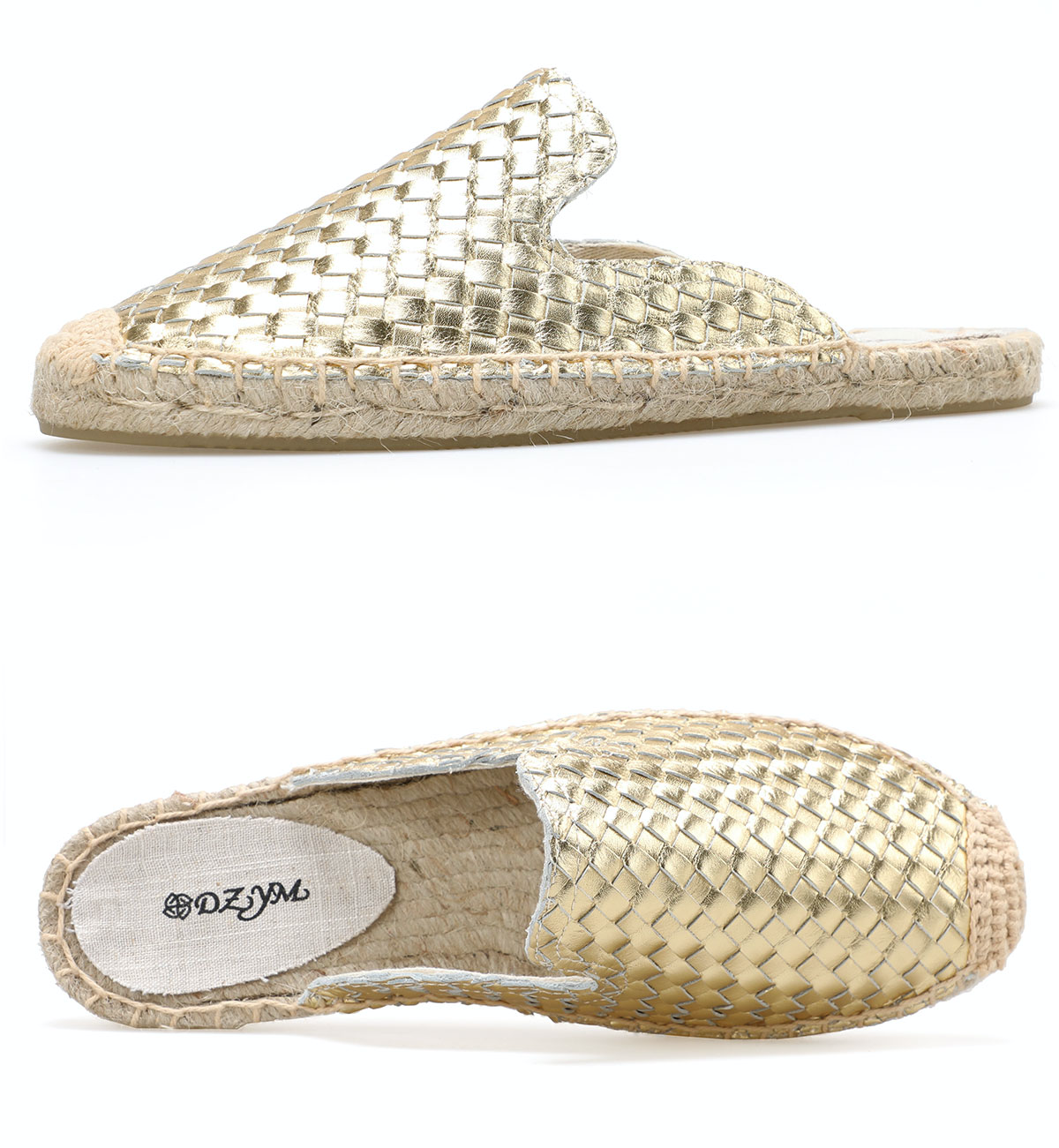 Lina Women's Woven Leather Flat Mules