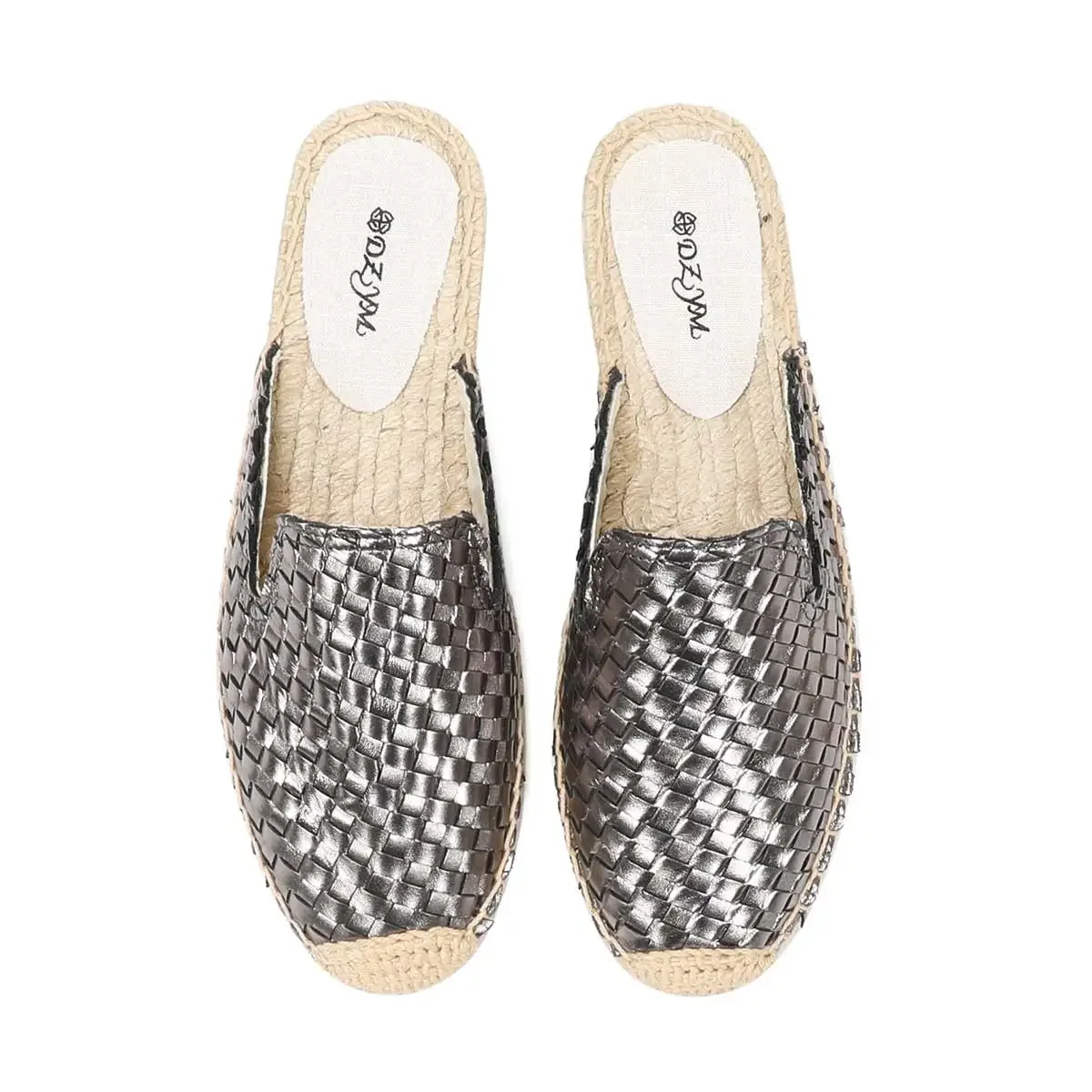 Lina Women's Woven Leather Flat Mules