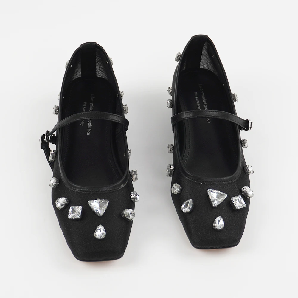 Liria Women's Mesh Rhinestones Low Heeled Comfort Flats