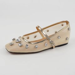 Liria Women's Mesh Rhinestones Low Heeled Comfort Flats