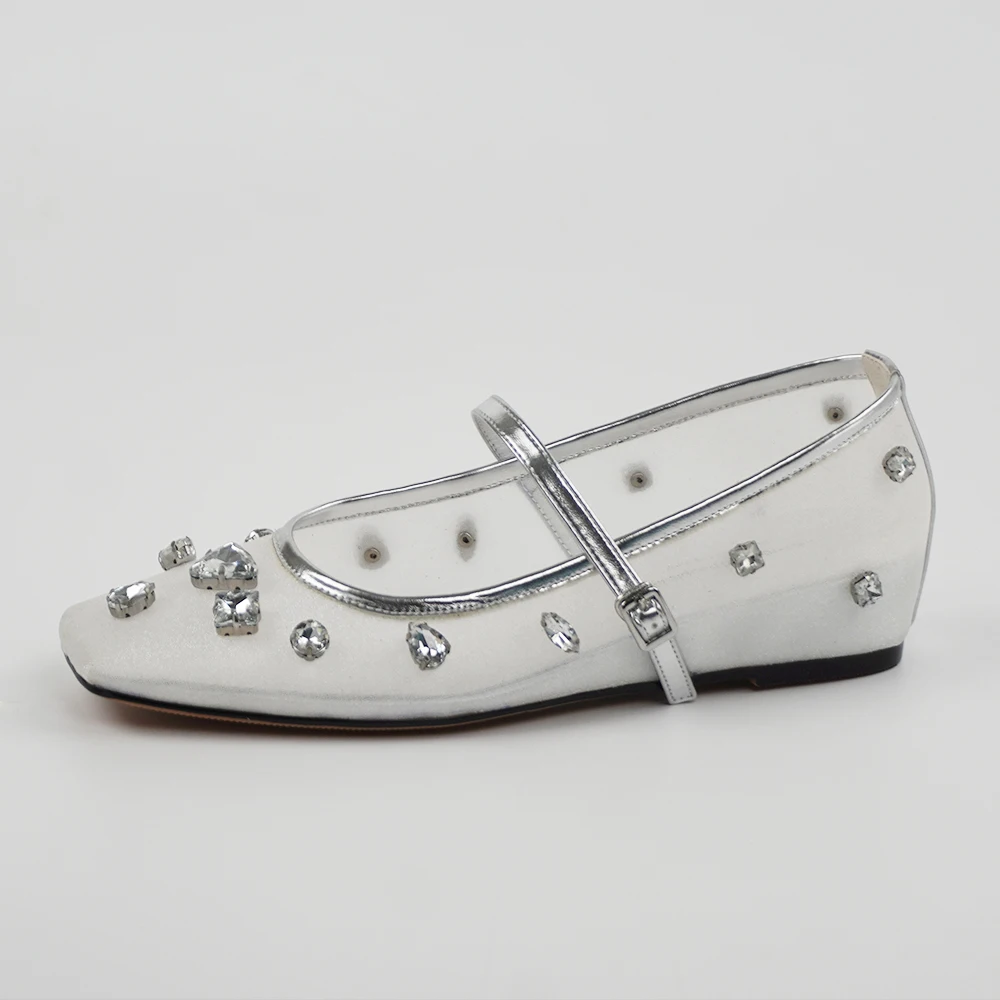 Liria Women's Mesh Rhinestones Low Heeled Comfort Flats