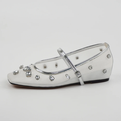Liria Women's Mesh Rhinestones Low Heeled Comfort Flats