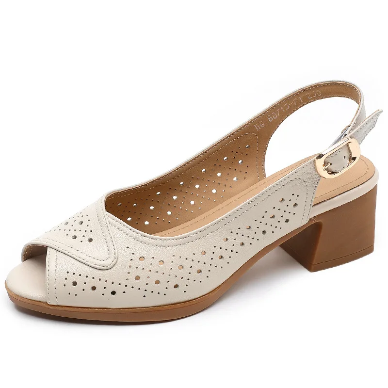 Lucia Women's Leather Hollow Sandals