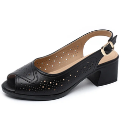 Lucia Women's Leather Hollow Sandals