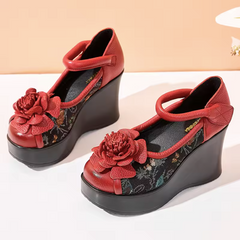 Lucia Women's Wedge Leather Platforms