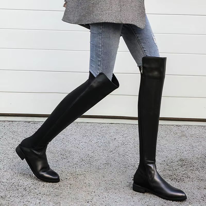 Lucrecia Women's Leather Over The Knee Flat Boots