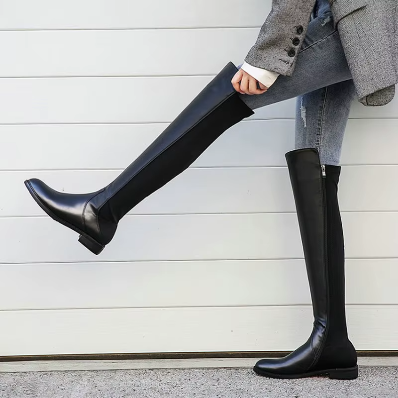 Lucrecia Women's Leather Over The Knee Flat Boots