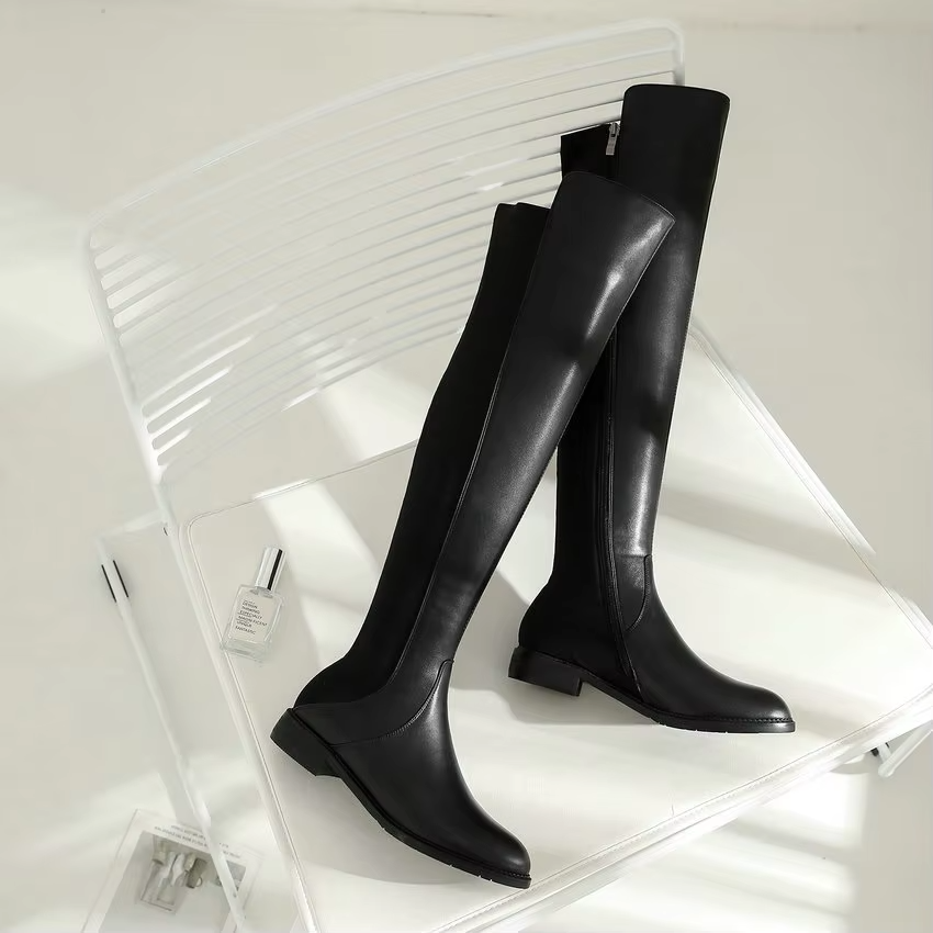 Lucrecia Women's Leather Over The Knee Flat Boots