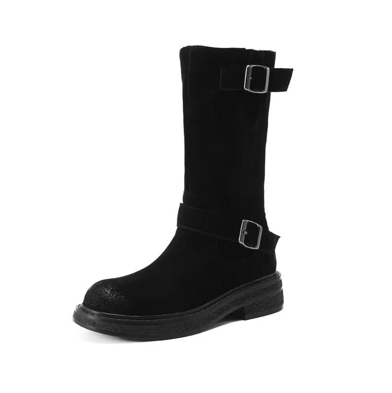 Luvy Women's Mid Calf High Round Toe Boots