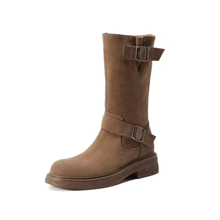 Luvy Women's Mid Calf High Round Toe Boots