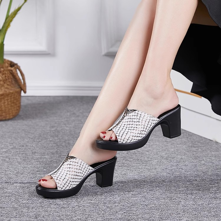 Malena Women's Leather Anti-Skid Heel Sandals