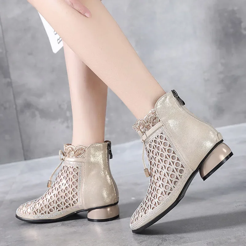 Manuela Women's Rhinestones Spring Ankle Boots