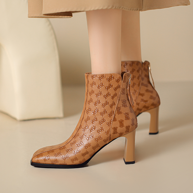 Marcial Women's Square Toe Zipper Ankle Boots