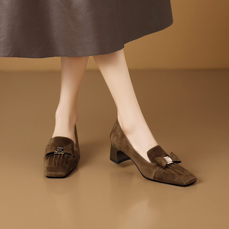 Marqueza Women's Natural Suede Leather Elegant Pumps