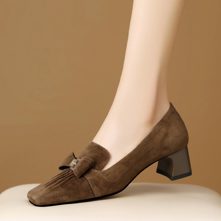 Marqueza Women's Natural Suede Leather Elegant Pumps