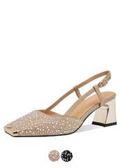 Melina Women's Leather Mid Heel Drill Sandals