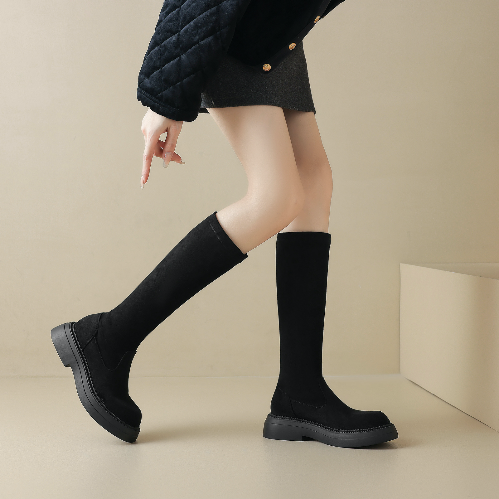 Milagros Women's Knee High Stretch Fabric Boots