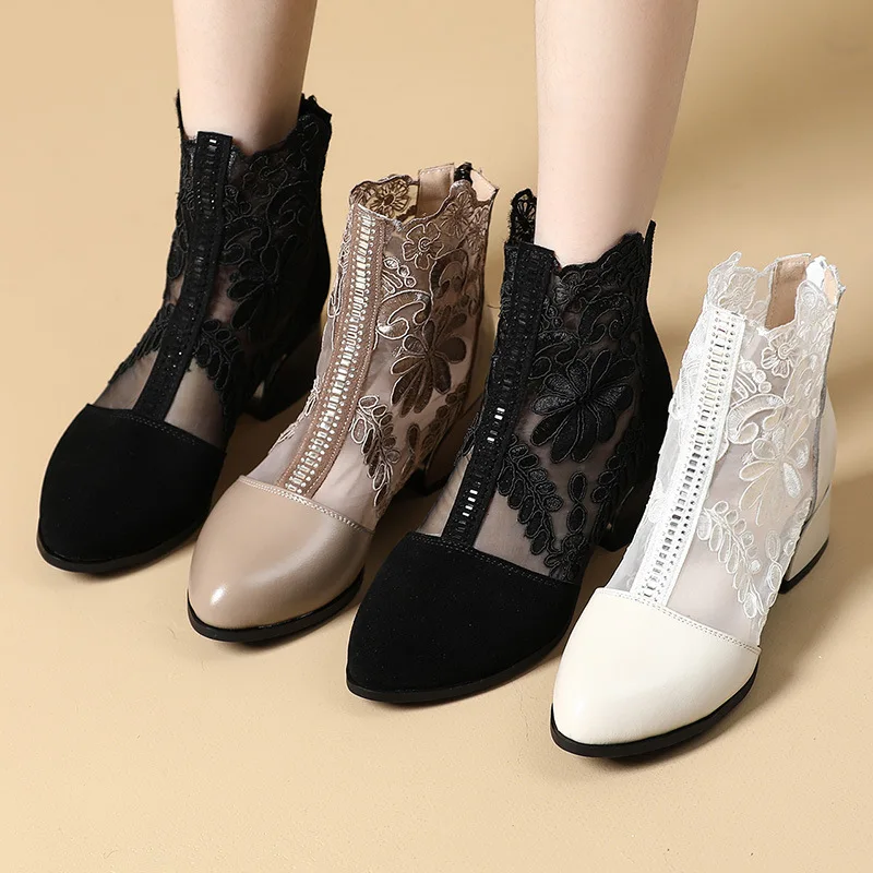 Mileidy Women's Square Heel Round Toe Ankle Boots