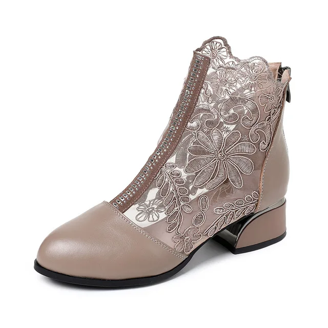 Mileidy Women's Square Heel Round Toe Ankle Boots