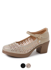Miley Women's Hollow Leather Platform Pumps