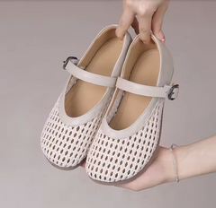 Milvia Women's Hollow Leather Round Toe Flats