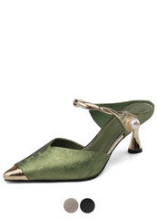 Mirabella Women's Wrapper Buckle Pearl Slingback Pumps