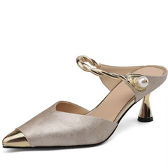Mirabella Women's Wrapper Buckle Pearl Slingback Pumps