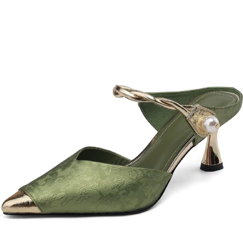 Mirabella Women's Wrapper Buckle Pearl Slingback Pumps