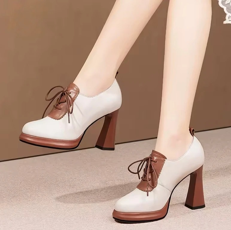 Nahomy Women's Leather High Heels Platform Pumps