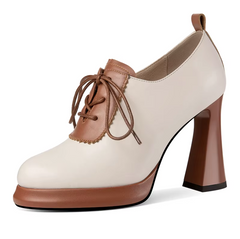 Nahomy Women's Leather High Heels Platform Pumps