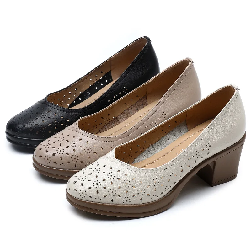 Nair Women's Leather Square Heel Pumps
