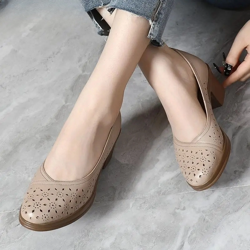 Nair Women's Leather Square Heel Pumps